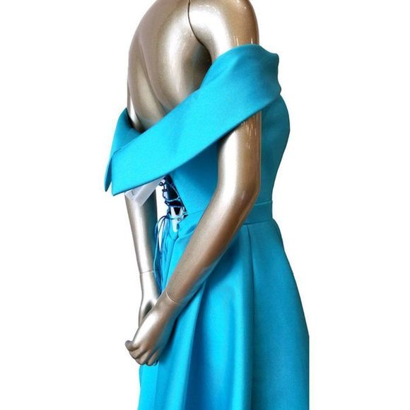 Vintage JOHN PAUL ATAKER Off-the-Shoulder Lace Up Back Party Dress - Picture 3 of 8